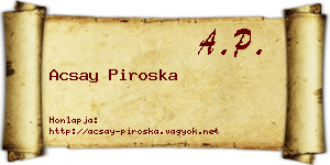 Acsay Piroska névjegykártya